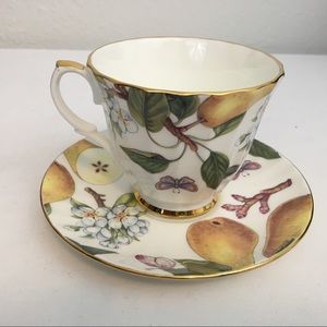 Duches Finebone Teacup Saucer Pear Floral England